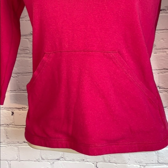 The Limited Hooded Shirt size XS 3/4” sleeves Barbie Pink V neck 100% Cotton - Picture 5 of 8